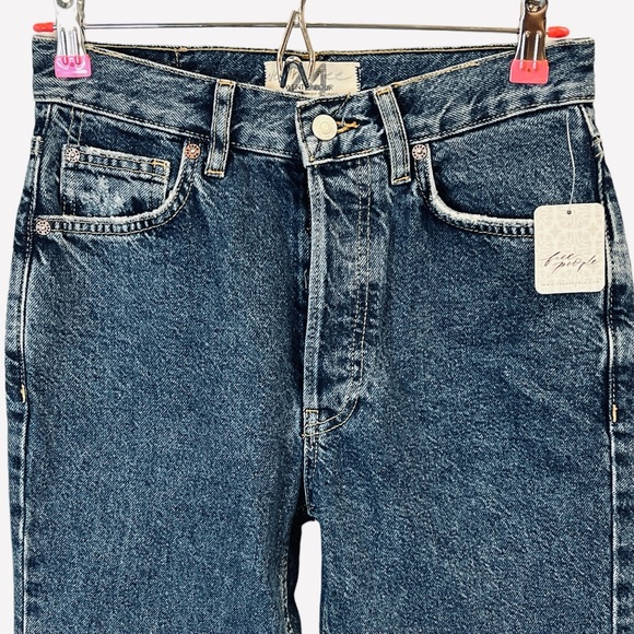 Free People The Lasso Jeans High Rise Straight Fit Washed Blue Womens Size 24 - Picture 6 of 11